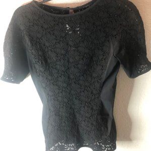 High Tech, Brand New, Black Lace Top, short sleeve, round neck”